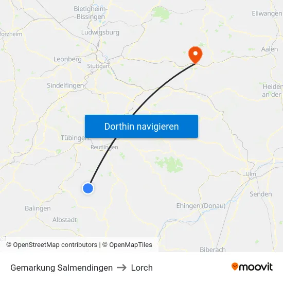 Gemarkung Salmendingen to Lorch map