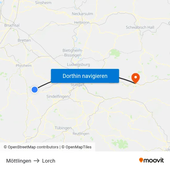 Möttlingen to Lorch map