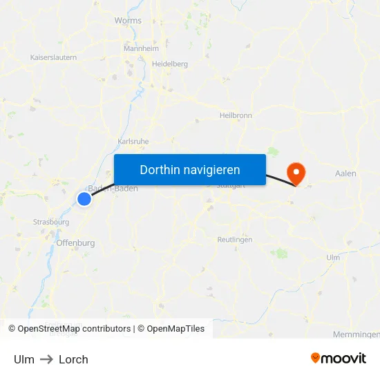 Ulm to Lorch map