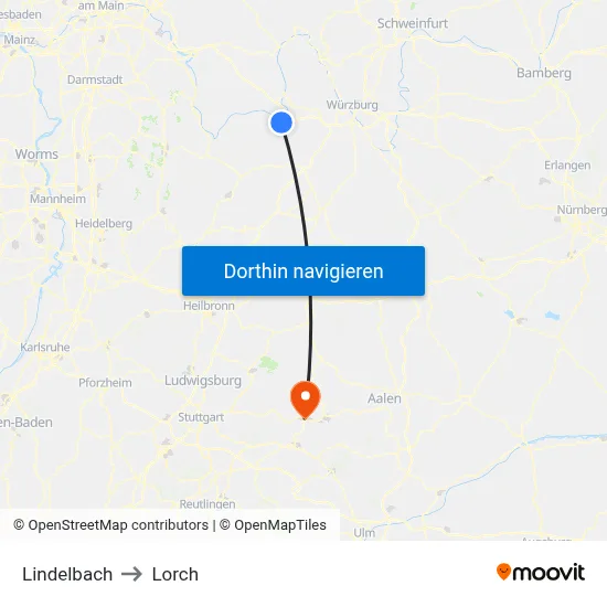 Lindelbach to Lorch map