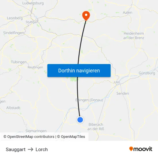 Sauggart to Lorch map