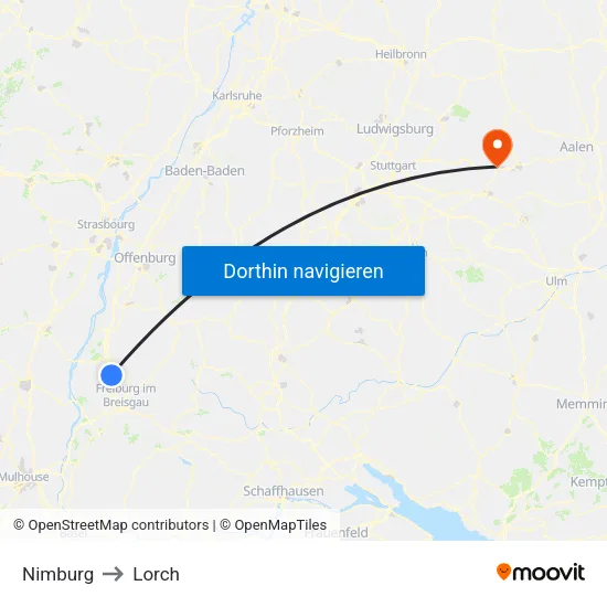 Nimburg to Lorch map