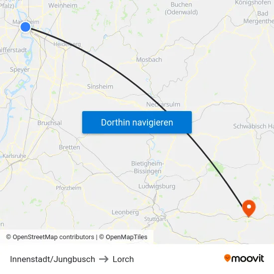 Innenstadt/Jungbusch to Lorch map