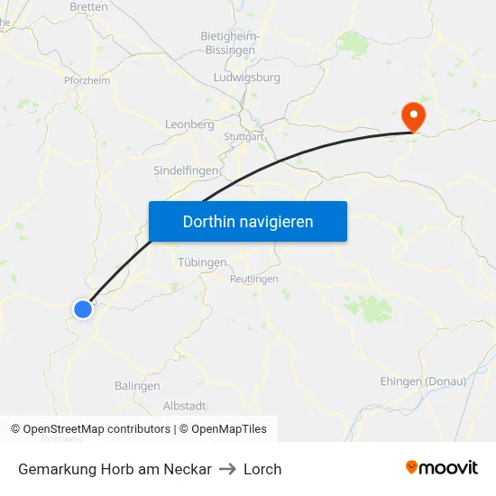Gemarkung Horb am Neckar to Lorch map