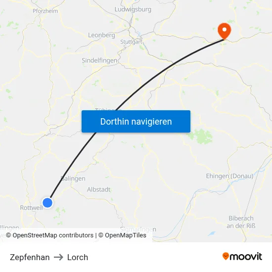 Zepfenhan to Lorch map