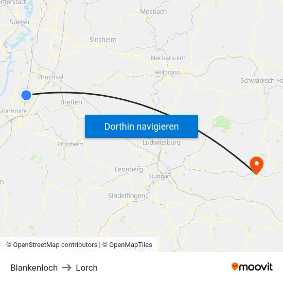 Blankenloch to Lorch map