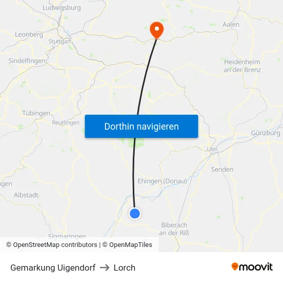 Gemarkung Uigendorf to Lorch map