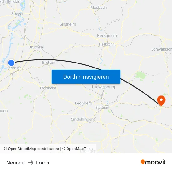 Neureut to Lorch map