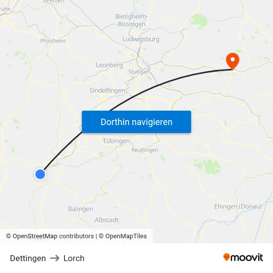 Dettingen to Lorch map