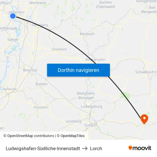 Ludwigshafen-Südliche-Innenstadt to Lorch map