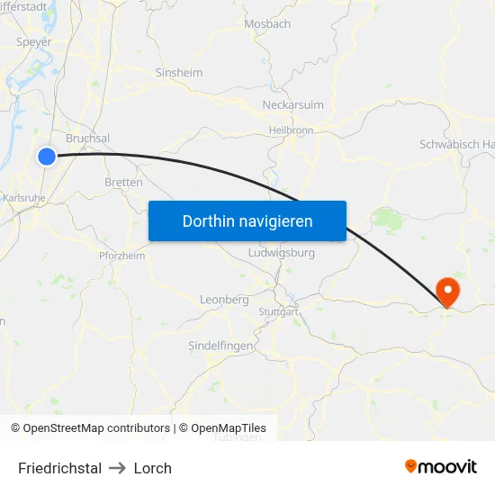 Friedrichstal to Lorch map