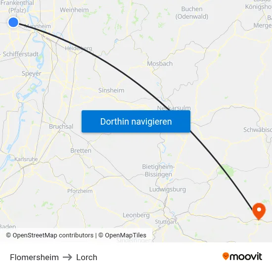 Flomersheim to Lorch map