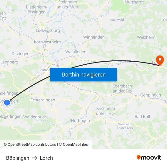 Böblingen to Lorch map