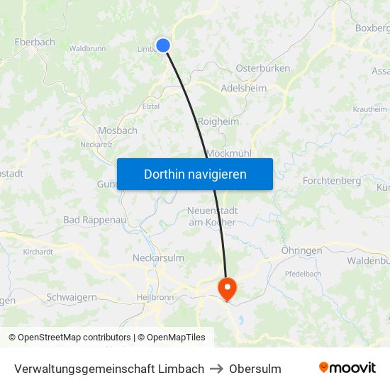 Verwaltungsgemeinschaft Limbach to Obersulm map