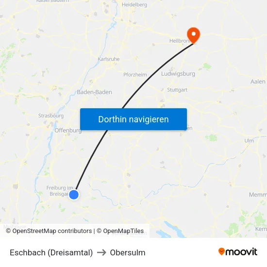 Eschbach (Dreisamtal) to Obersulm map