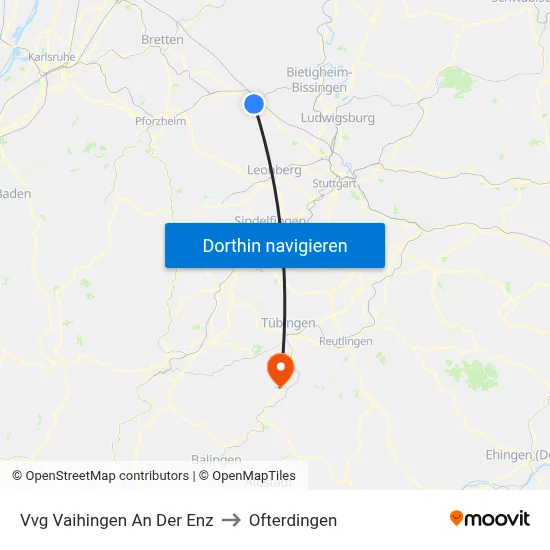 Vvg Vaihingen An Der Enz to Ofterdingen map