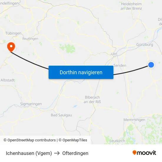 Ichenhausen (Vgem) to Ofterdingen map