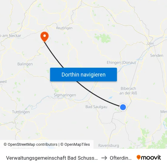 Verwaltungsgemeinschaft Bad Schussenried to Ofterdingen map