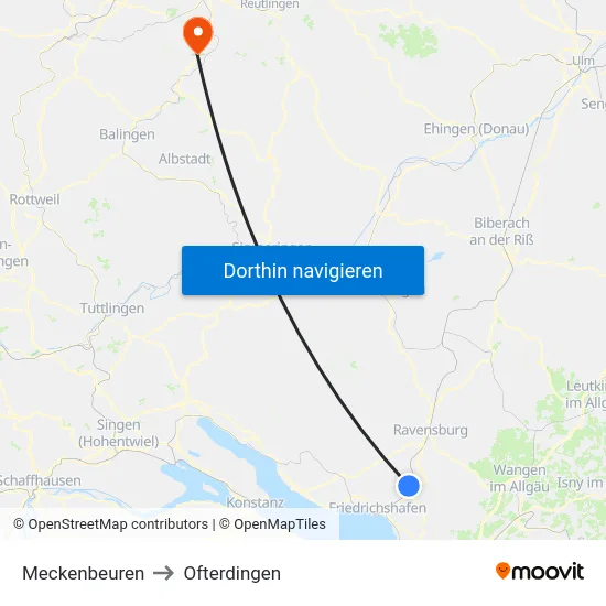 Meckenbeuren to Ofterdingen map