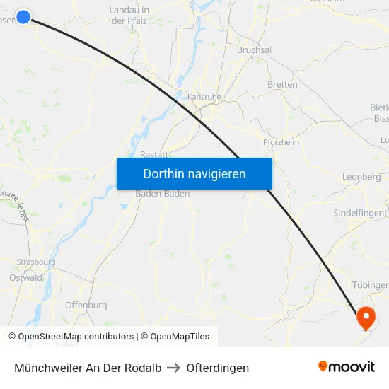Münchweiler An Der Rodalb to Ofterdingen map