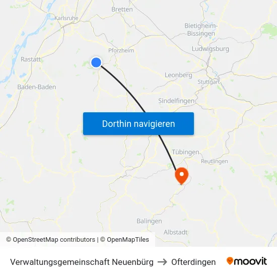 Verwaltungsgemeinschaft Neuenbürg to Ofterdingen map