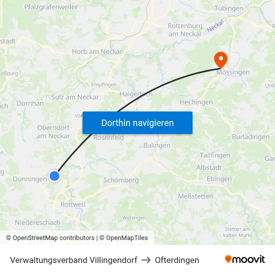 Verwaltungsverband Villingendorf to Ofterdingen map