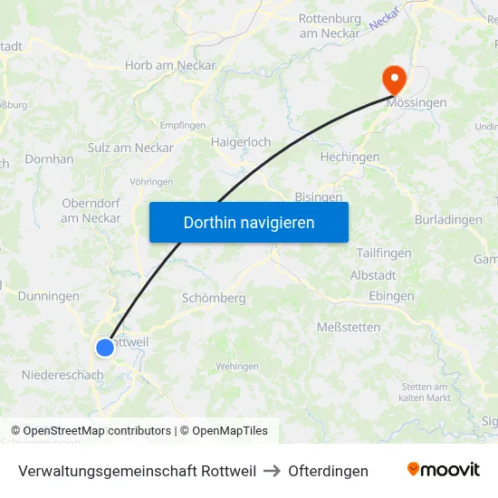 Verwaltungsgemeinschaft Rottweil to Ofterdingen map