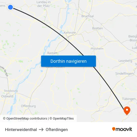 Hinterweidenthal to Ofterdingen map