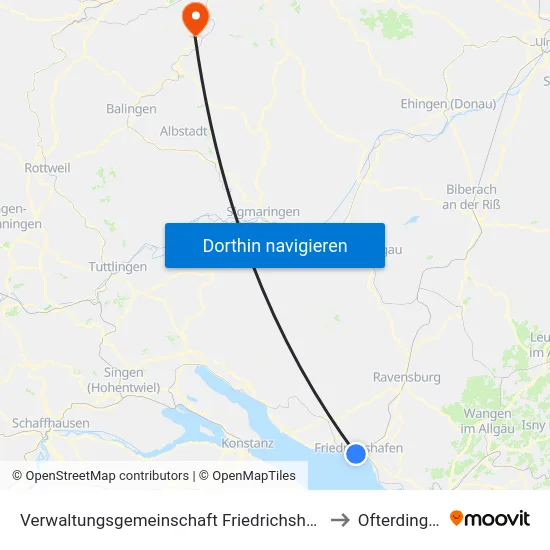 Verwaltungsgemeinschaft Friedrichshafen to Ofterdingen map