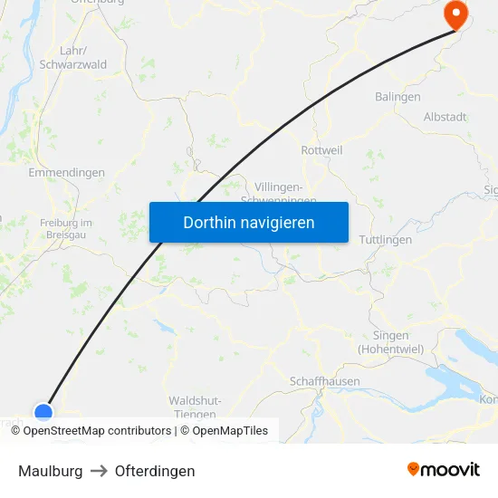 Maulburg to Ofterdingen map