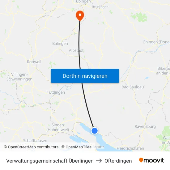Verwaltungsgemeinschaft Überlingen to Ofterdingen map