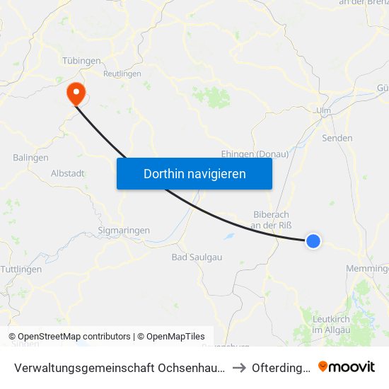Verwaltungsgemeinschaft Ochsenhausen to Ofterdingen map