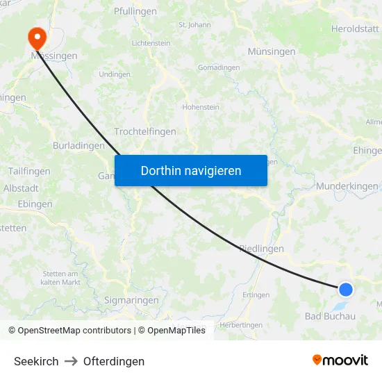 Seekirch to Ofterdingen map