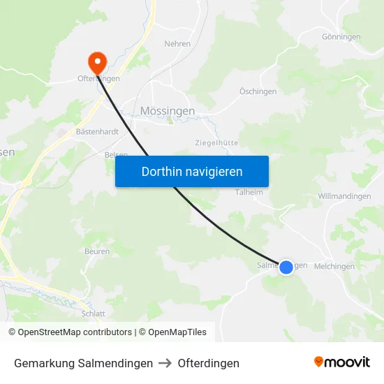 Gemarkung Salmendingen to Ofterdingen map