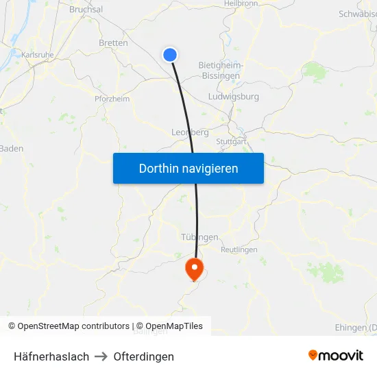 Häfnerhaslach to Ofterdingen map