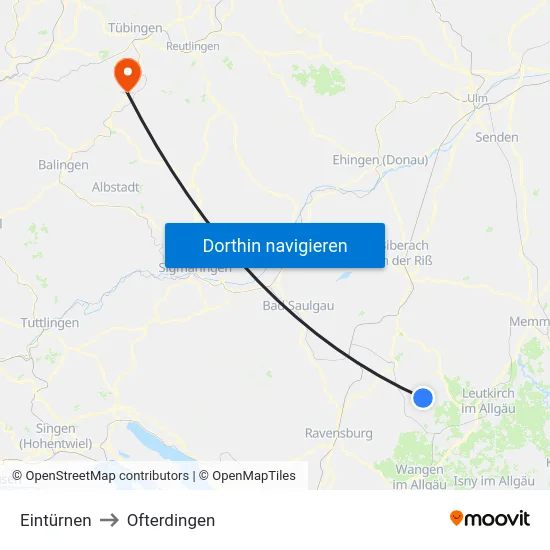 Eintürnen to Ofterdingen map