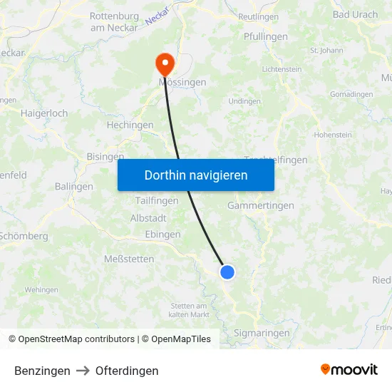 Benzingen to Ofterdingen map