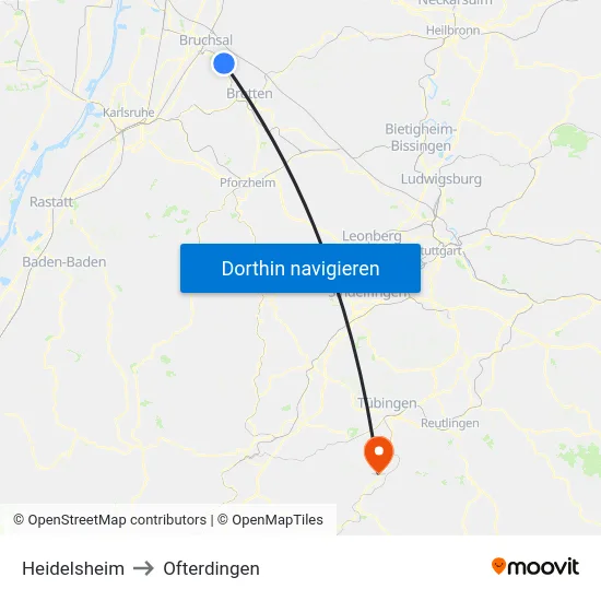 Heidelsheim to Ofterdingen map