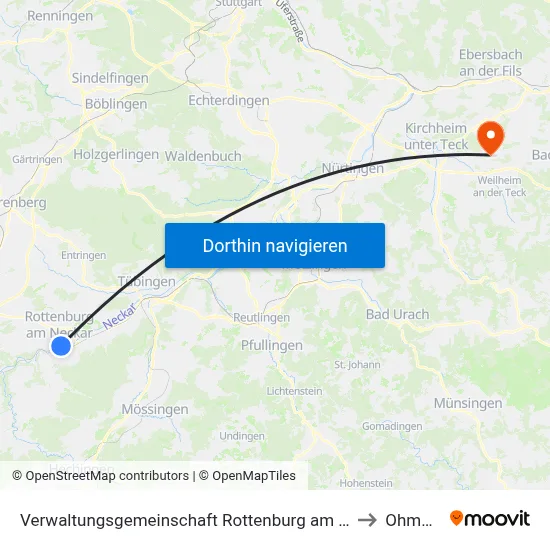 Verwaltungsgemeinschaft Rottenburg am Neckar to Ohmden map