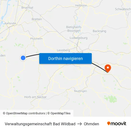 Verwaltungsgemeinschaft Bad Wildbad to Ohmden map