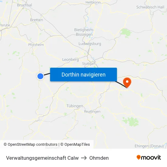 Verwaltungsgemeinschaft Calw to Ohmden map