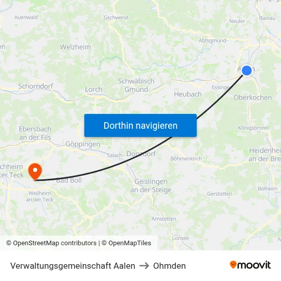 Verwaltungsgemeinschaft Aalen to Ohmden map