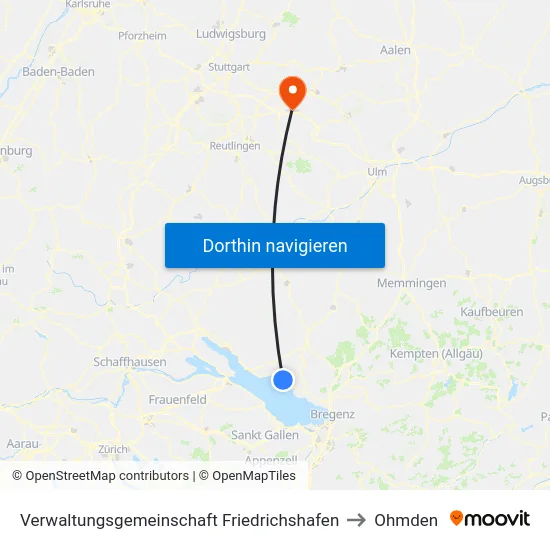 Verwaltungsgemeinschaft Friedrichshafen to Ohmden map