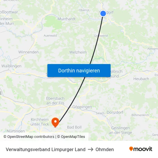 Verwaltungsverband Limpurger Land to Ohmden map