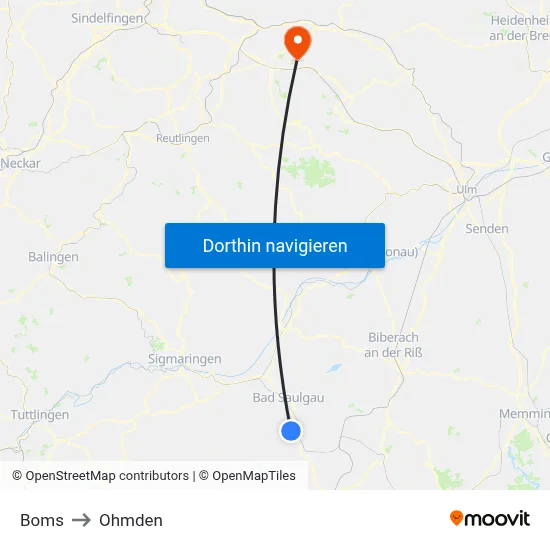 Boms to Ohmden map