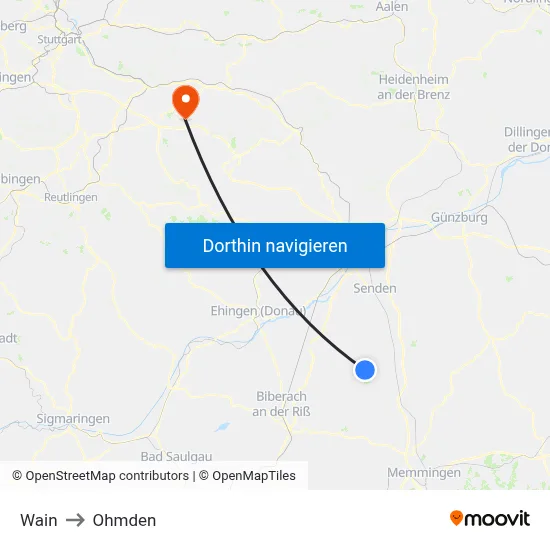 Wain to Ohmden map