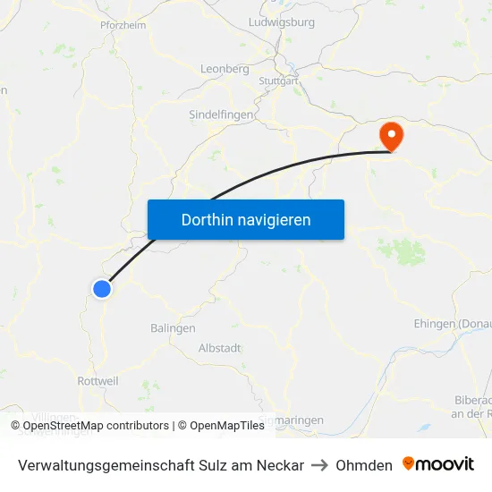 Verwaltungsgemeinschaft Sulz am Neckar to Ohmden map