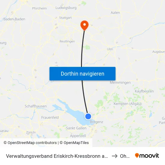 Verwaltungsverband Eriskirch-Kressbronn am Bodensee-Langenargen to Ohmden map