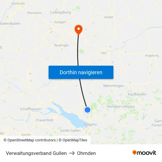 Verwaltungsverband Gullen to Ohmden map