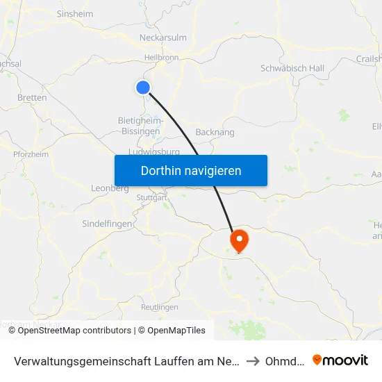 Verwaltungsgemeinschaft Lauffen am Neckar to Ohmden map